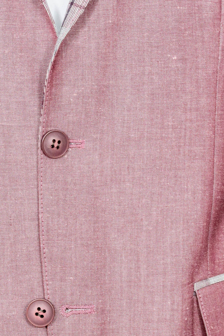 WSS Pocket and Collar Plaid Mens Linnen Burgundy Blazer  - Darwin