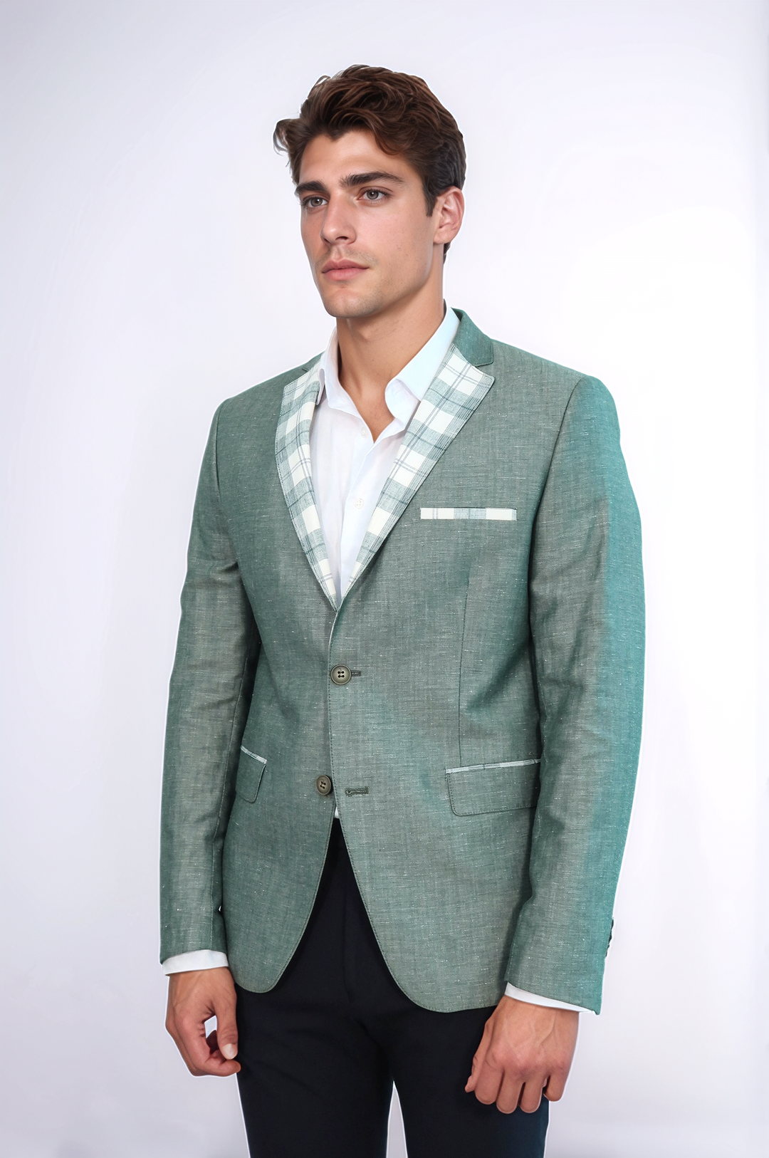 WSS Pocket and Collar Plaid Mens Linnen Blazer  - Walton upon Thames