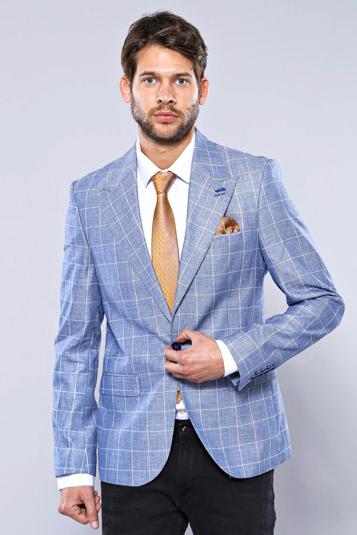 WSS Plaid Slimfit Blue Jacket  - Lluchmayor