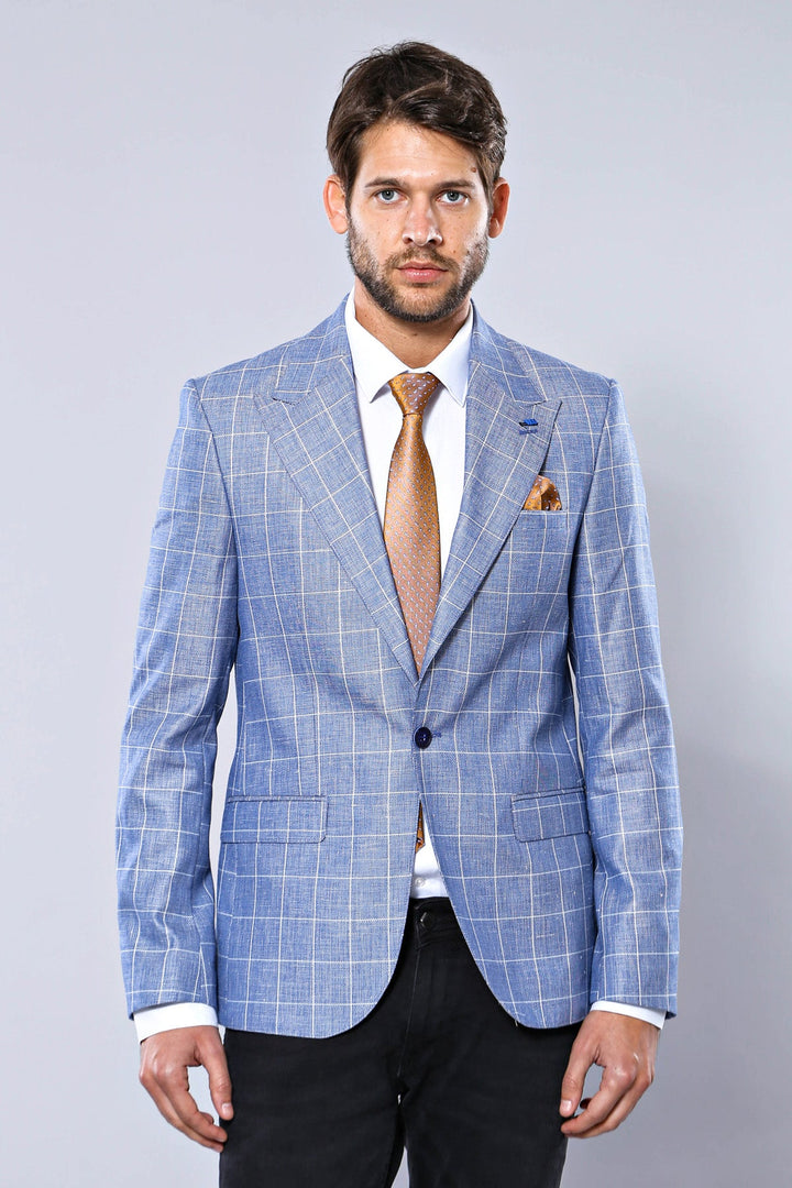 WSS Plaid Slimfit Blue Jacket  - Lluchmayor