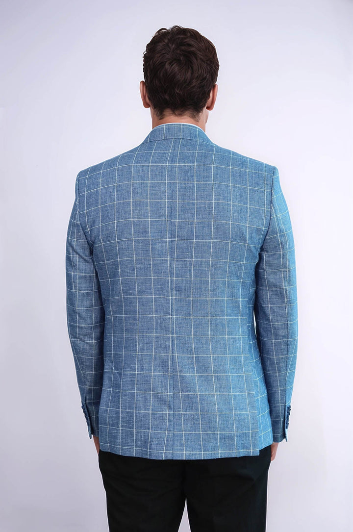 WSS Single Button Wide Pointed Collar Blue Blazer  - Torrington