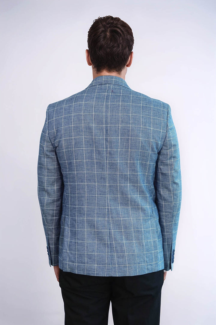 WSS Single Button Wide Pointed Collar Blue Blazer  - Antelope