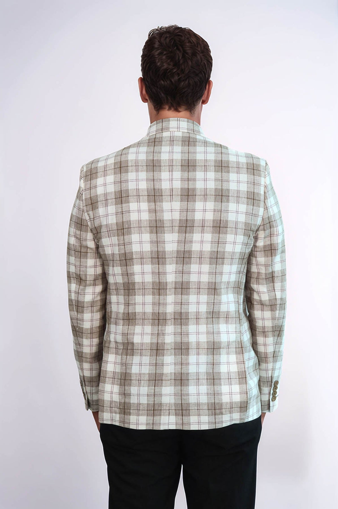WSS Single Button Wide Pointed Collar Beige Blazer  - Vallejo