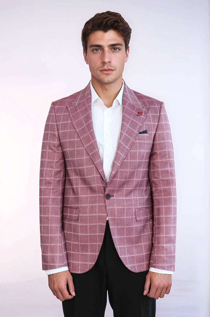 WSS Single Button Wide Pointed Collar Burgundy Blazer  - Turnhout
