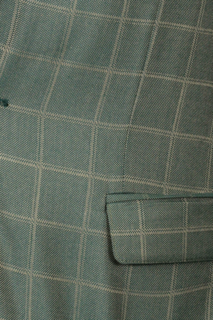 WSS Single Button Wide Pointed Collar Green Blazer  - Chioggia