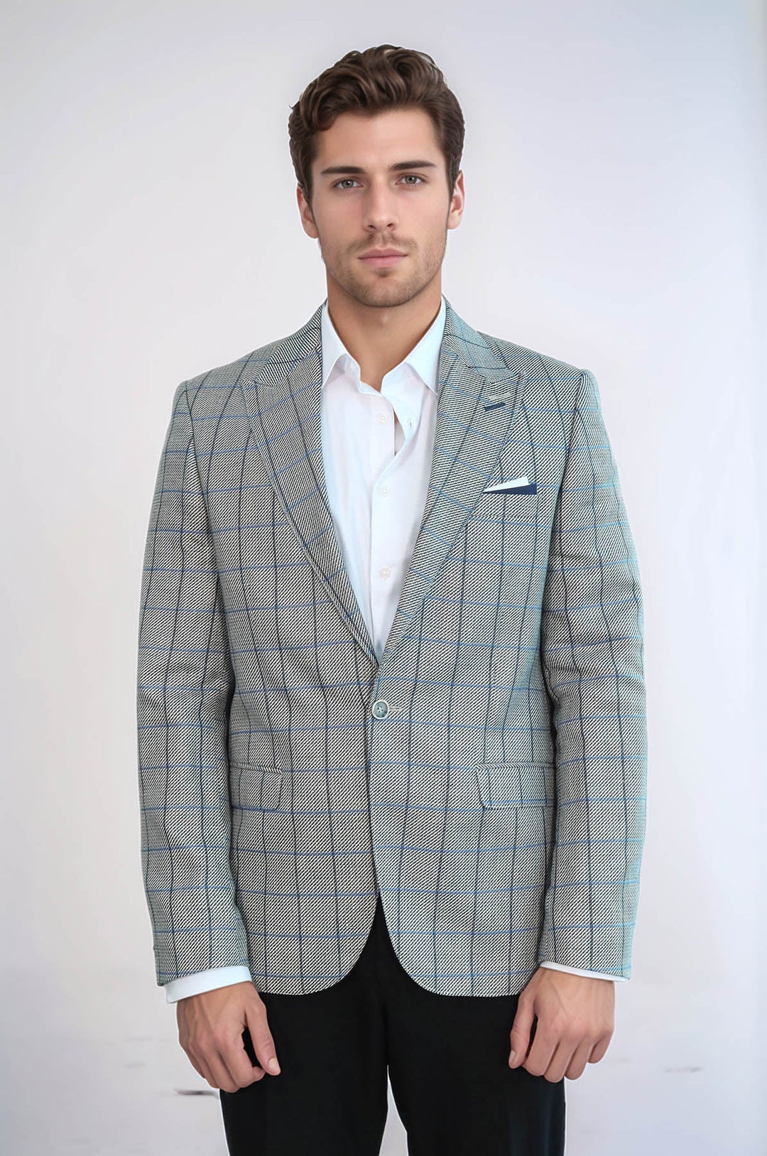 WSS Single Button Pointed Collar Light Blue Blazer  - Rhondda