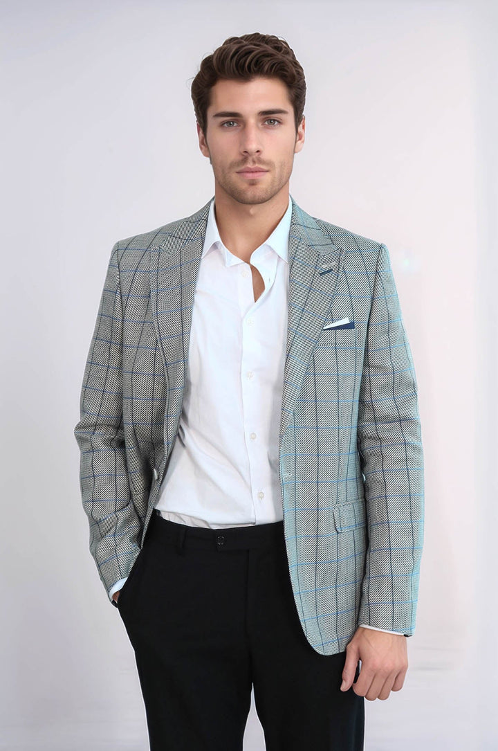 WSS Single Button Pointed Collar Light Blue Blazer  - Rhondda