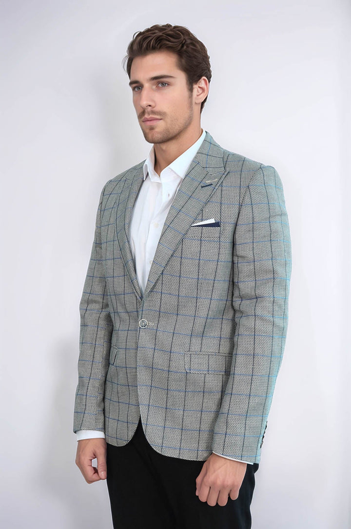 WSS Single Button Pointed Collar Light Blue Blazer  - Rhondda