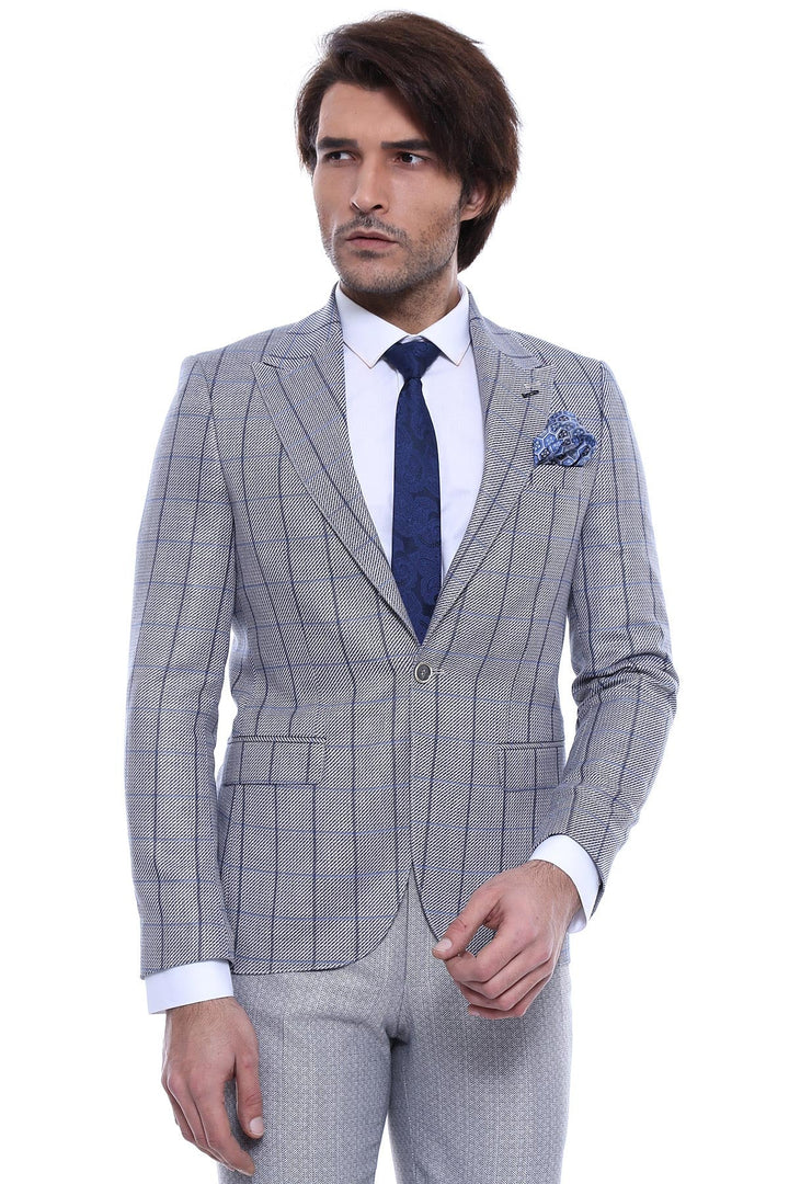WSS Single Button Pointed Collar Light Blue Blazer  - Villa del Carbón
