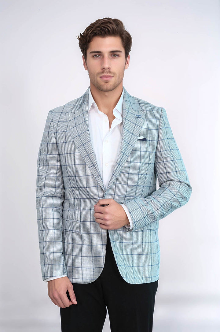 WSS Single Button Pointed Collar Light Blue Blazer  - Clovis