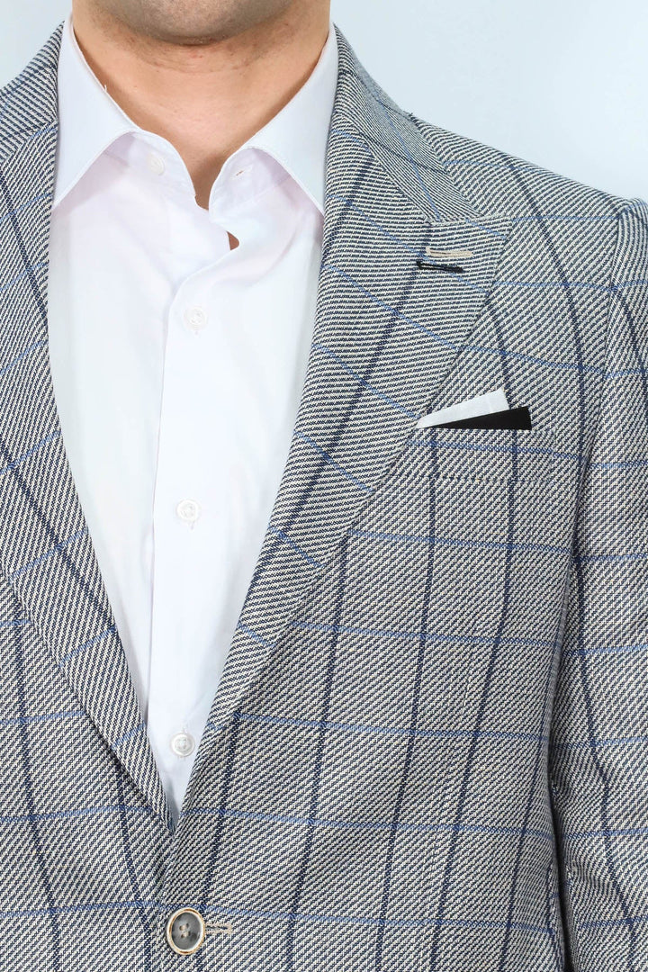 WSS Single Button Pointed Collar Grey Blazer  - Goslar