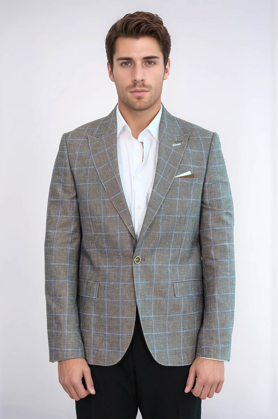 WSS Single Button Pointed Collar Brown Blazer  - Terrebonne