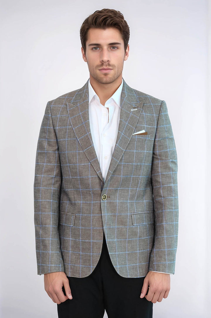 WSS Single Button Pointed Collar Brown Blazer  - Terrebonne