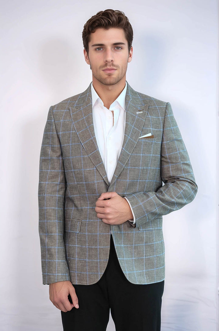 WSS Single Button Pointed Collar Brown Blazer  - Terrebonne