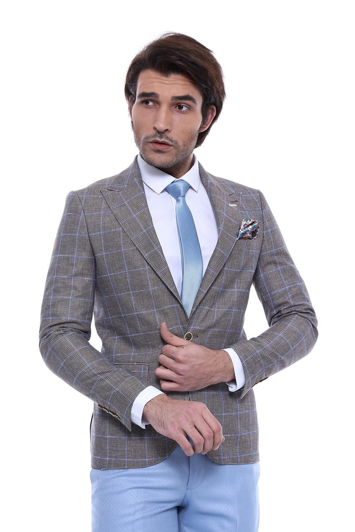 WSS Single Button Pointed Collar Brown Blazer  - Lübeck