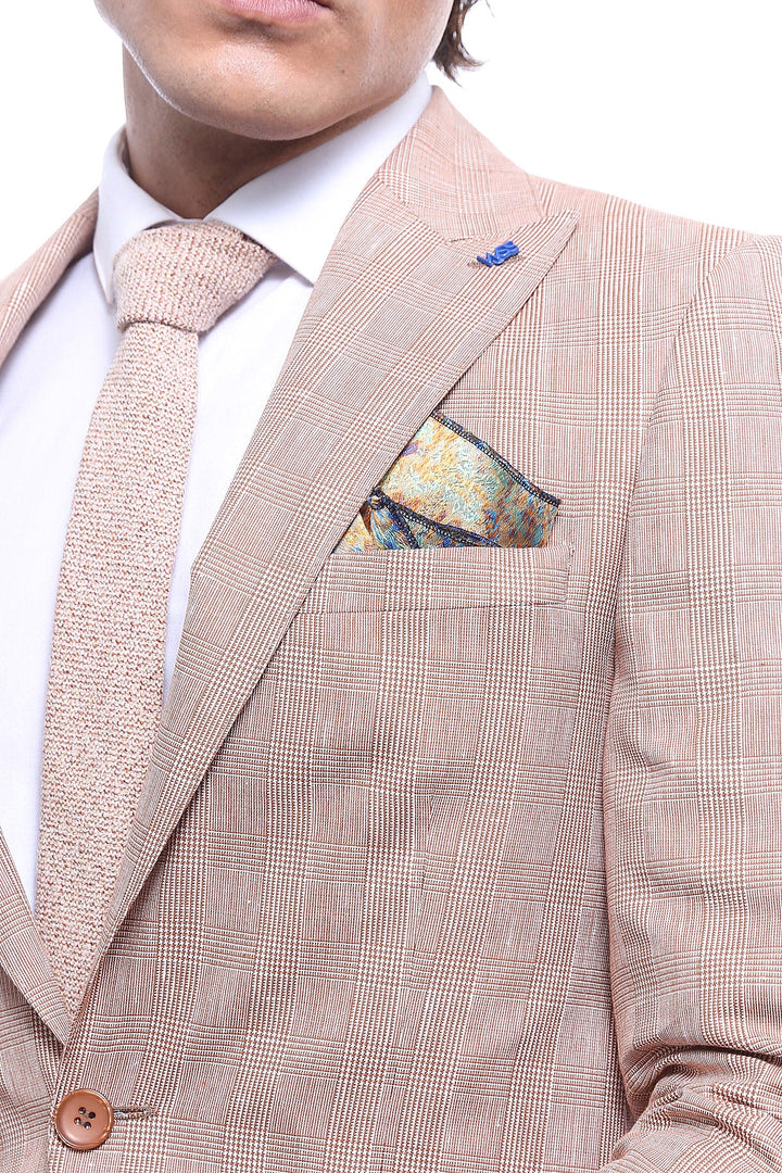 WSS Single Button Plaid Beige Blazer  - Trujillo Alto