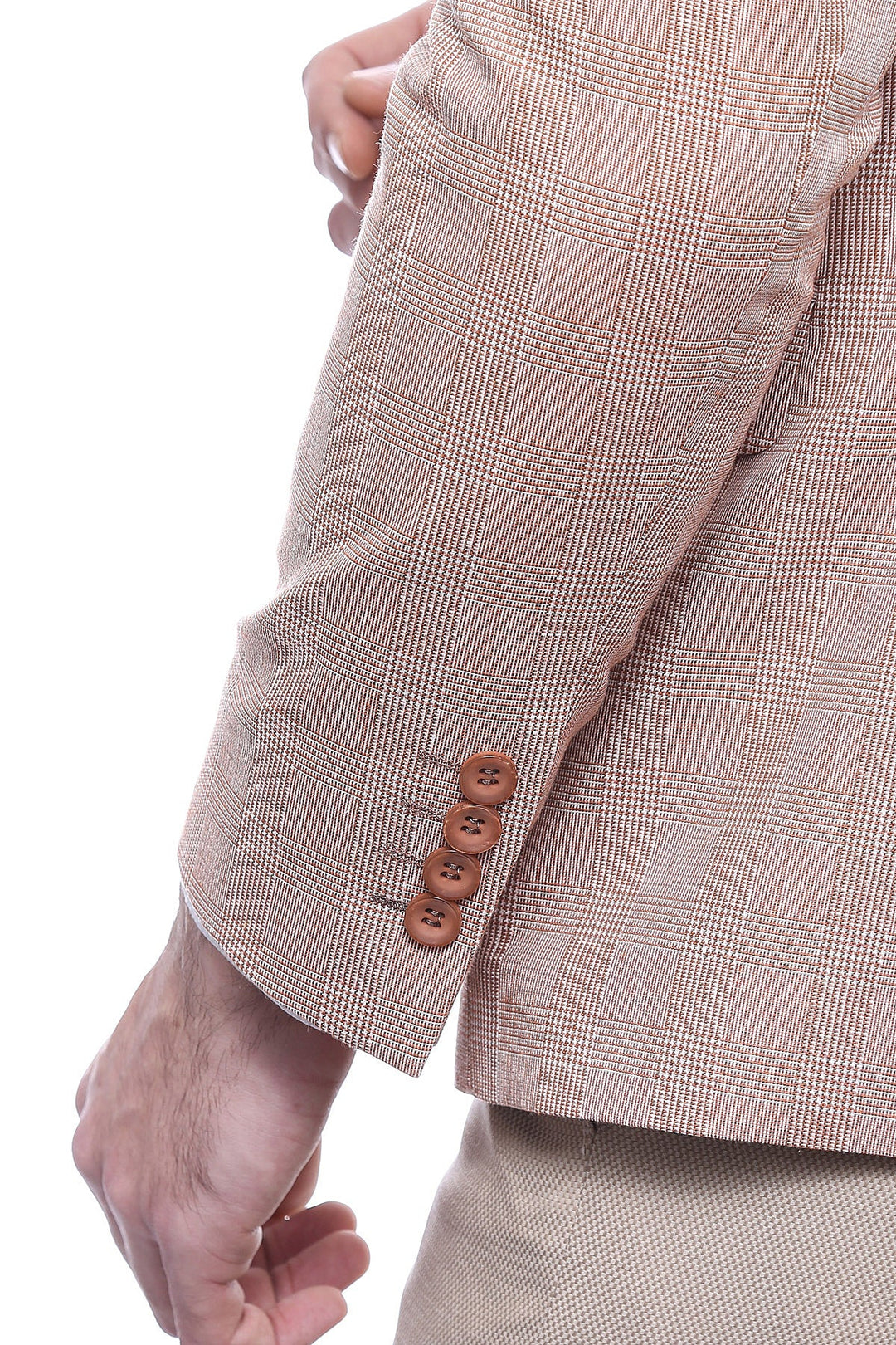 WSS Single Button Plaid Beige Blazer  - Trujillo Alto