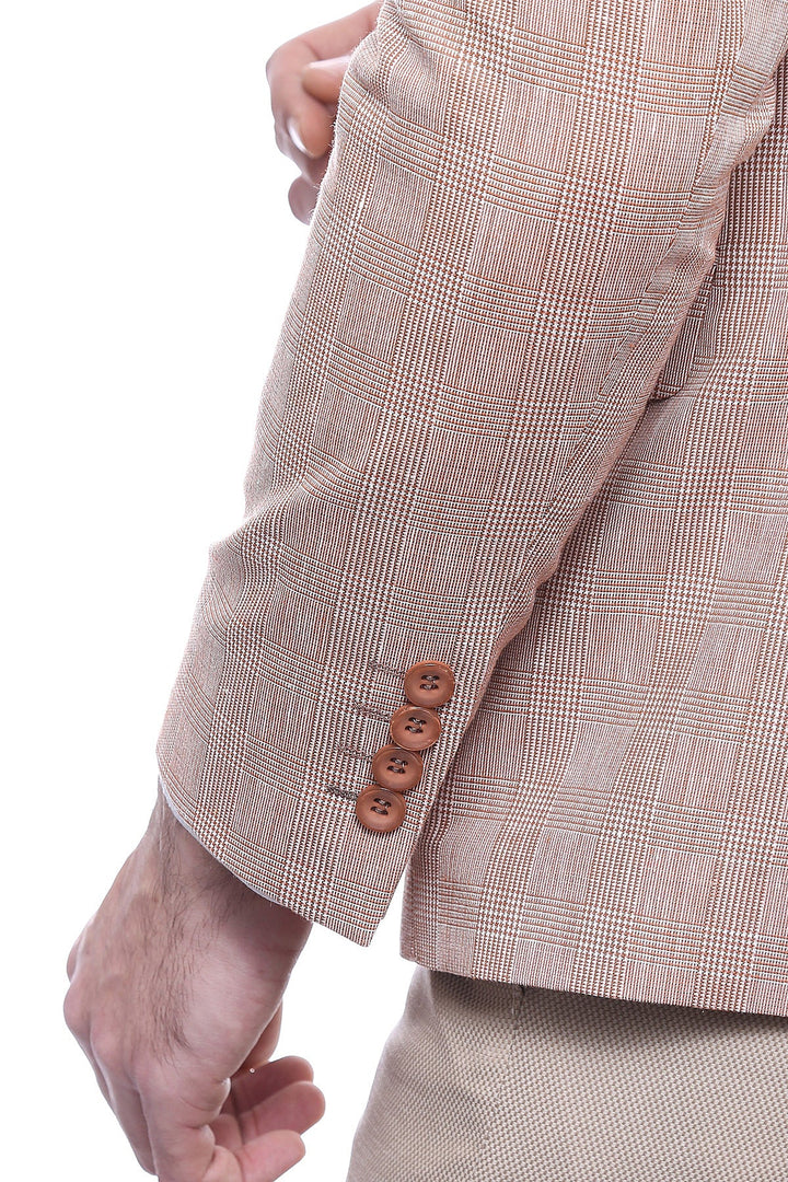 WSS Single Button Plaid Beige Blazer  - Trujillo Alto