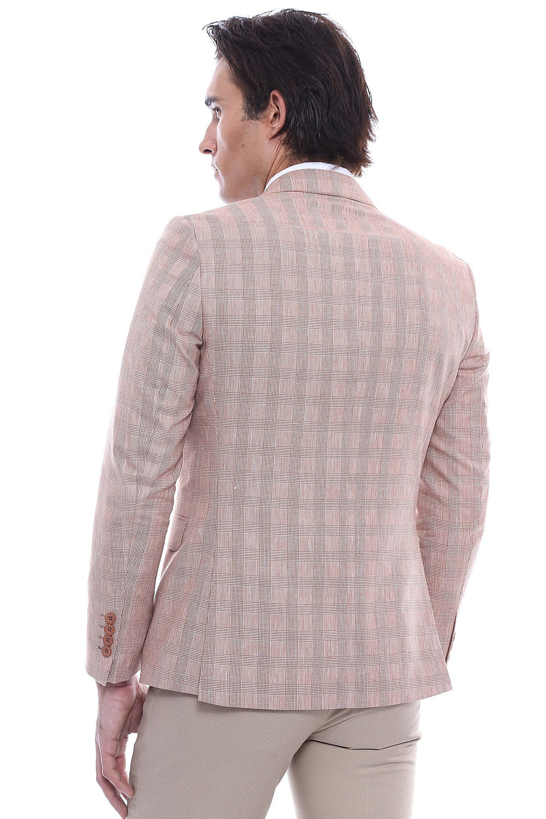 WSS Single Button Plaid Beige Blazer  - Trujillo Alto