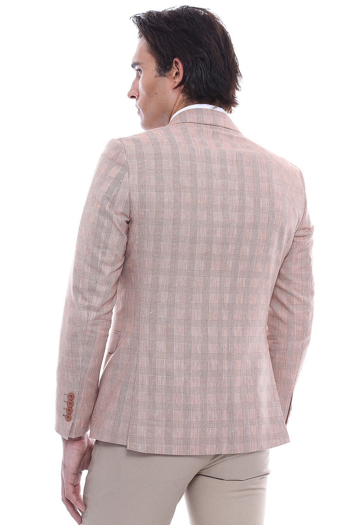 WSS Single Button Plaid Beige Blazer  - Trujillo Alto