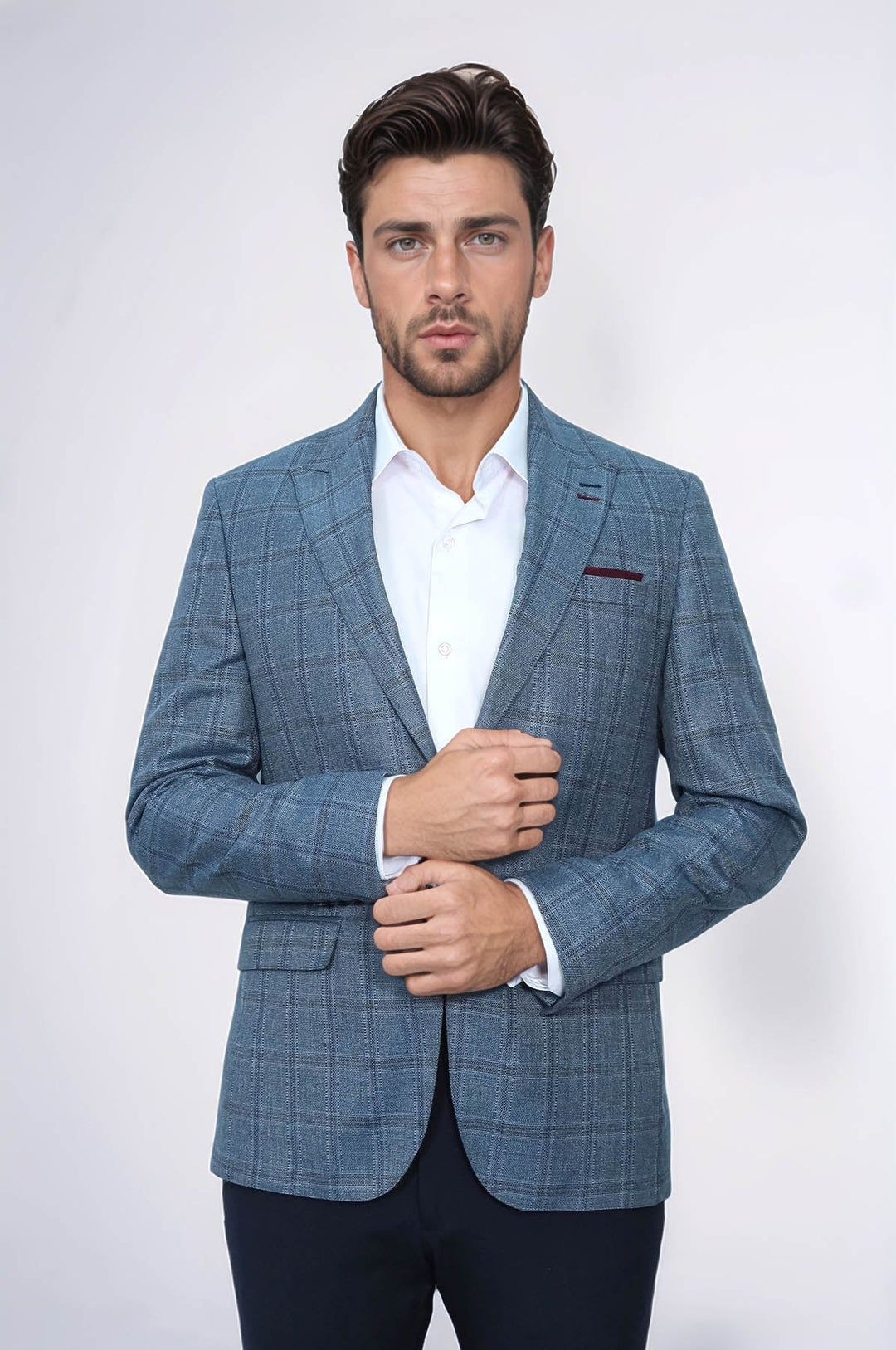 WSS Grey Checked Men's Slim Fit Blazer  - Georgetown