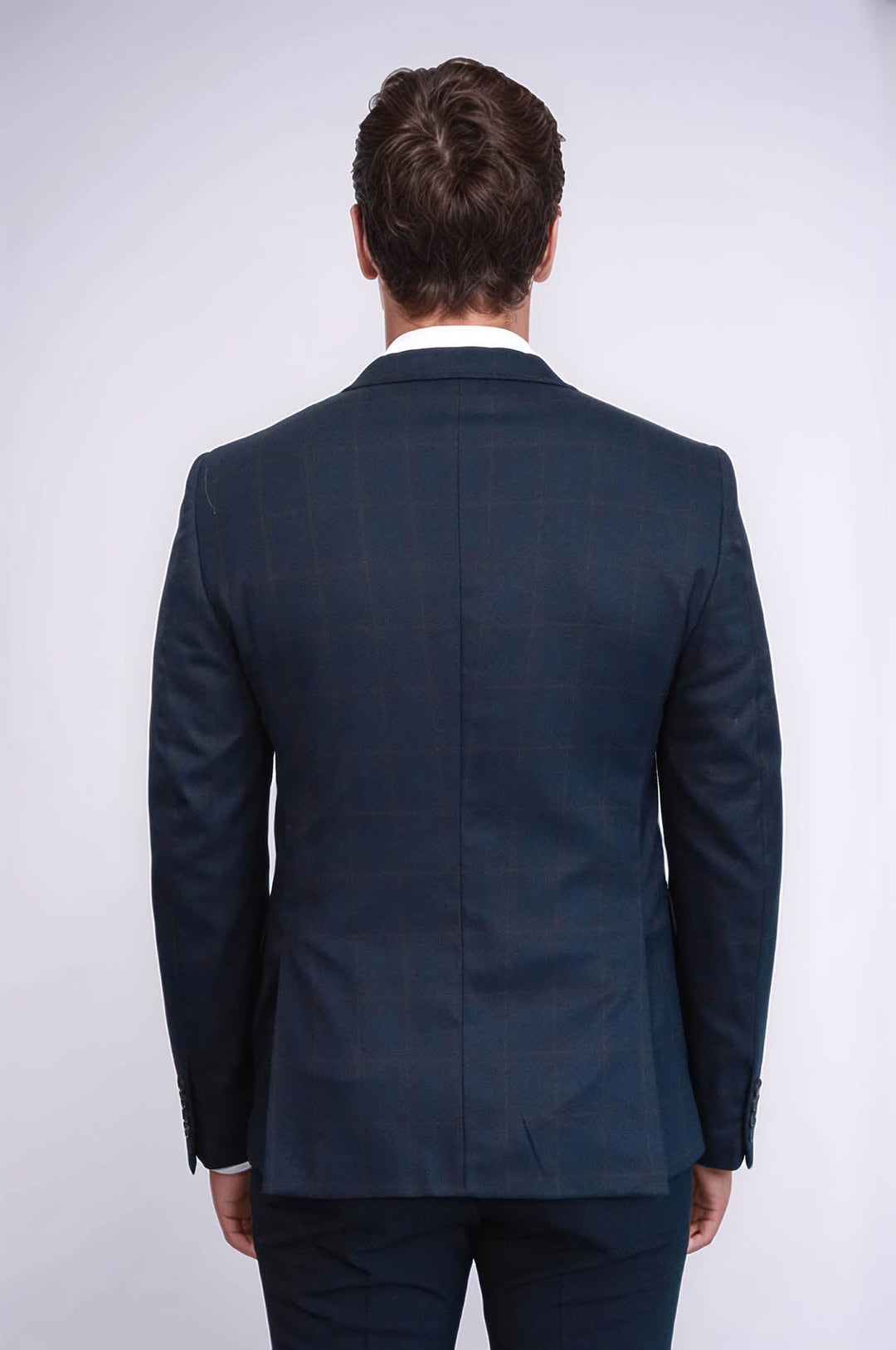 WSS Plaid Navy Blue Jacket with Handkerchief  - Rocky Mount