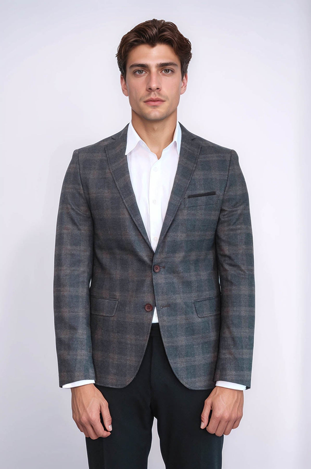 WSS Plaid Smoked Jacket with Handkerchief  - Sarasota