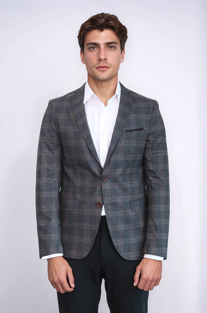 WSS Plaid Smoked Jacket with Handkerchief  - Sarasota