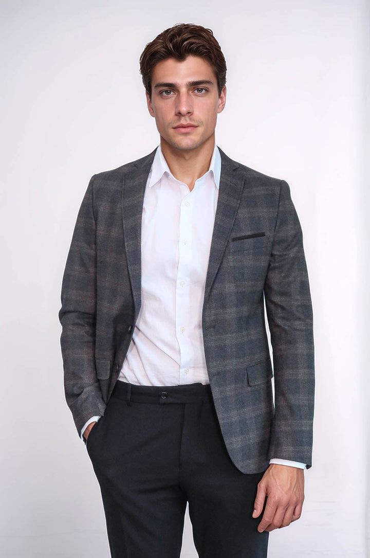 WSS Plaid Smoked Jacket with Handkerchief  - Sarasota