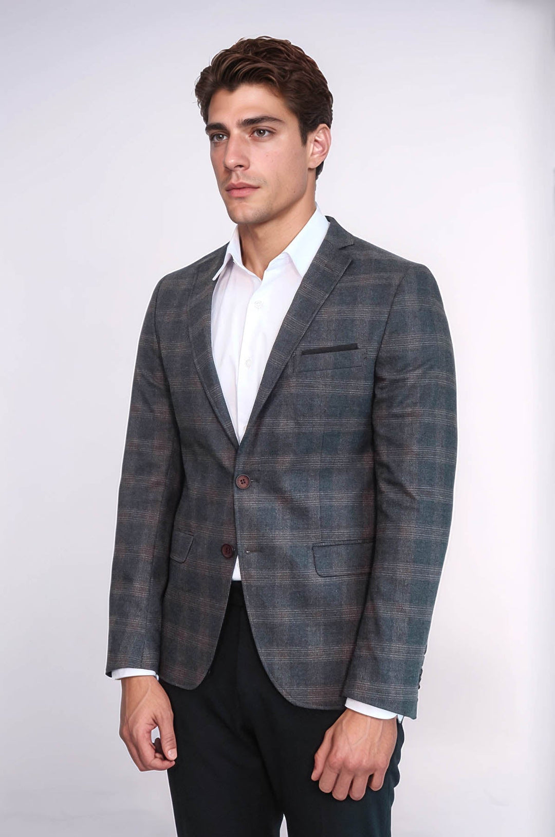 WSS Plaid Smoked Jacket with Handkerchief  - Sarasota