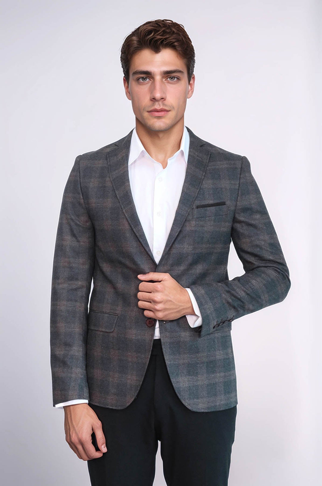 WSS Plaid Smoked Jacket with Handkerchief  - Sarasota