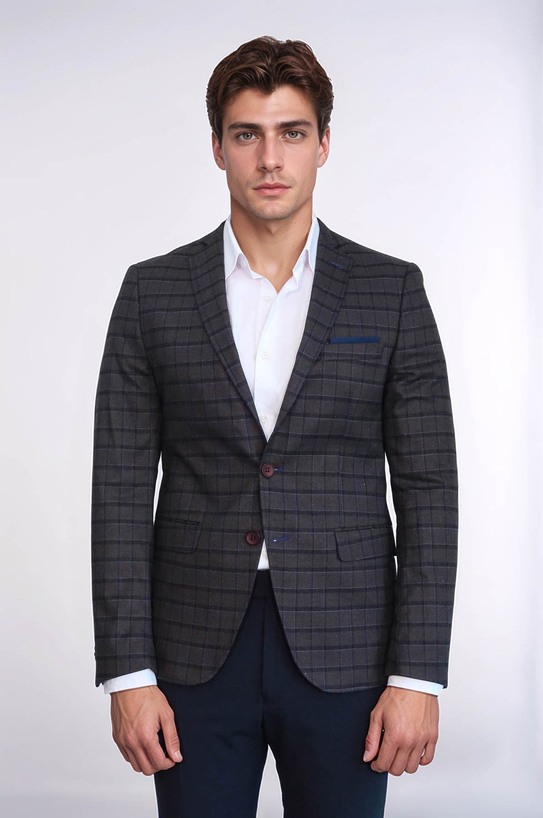 WSS Plaid Brown Jacket with Handkerchief  - Fréjus