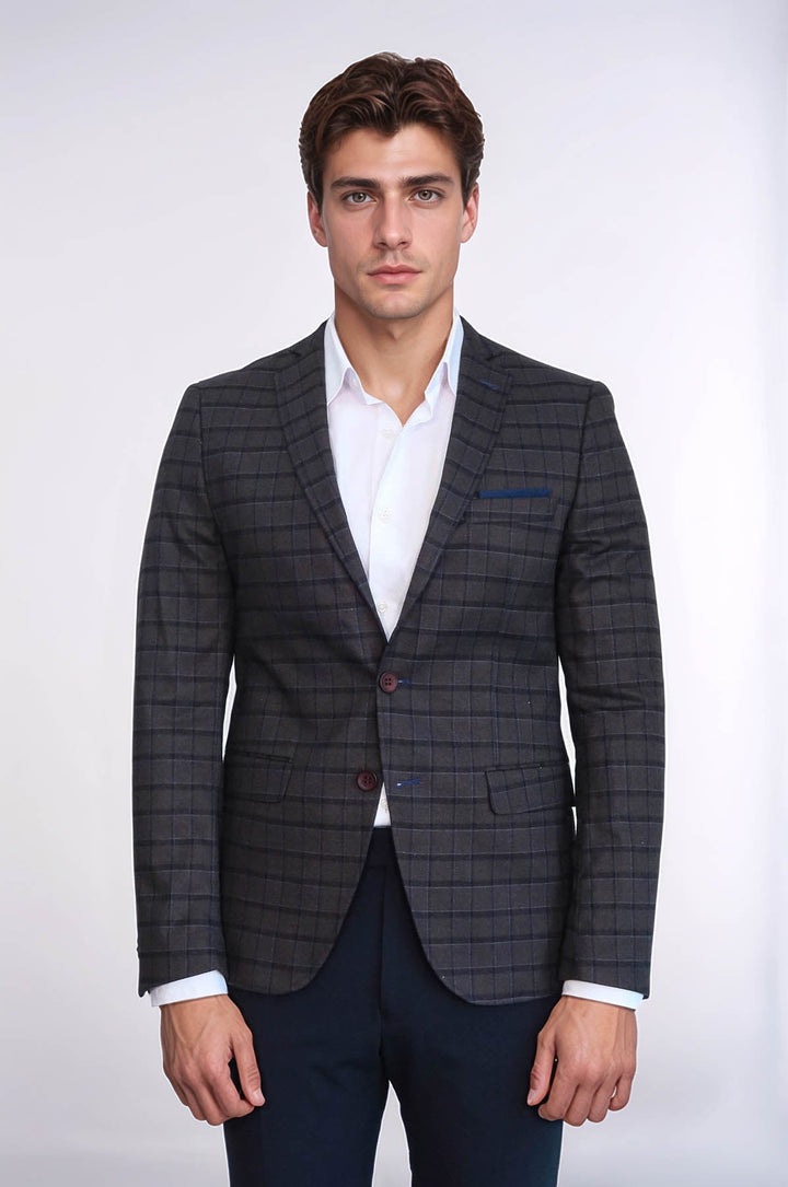 WSS Plaid Brown Jacket with Handkerchief  - Fréjus