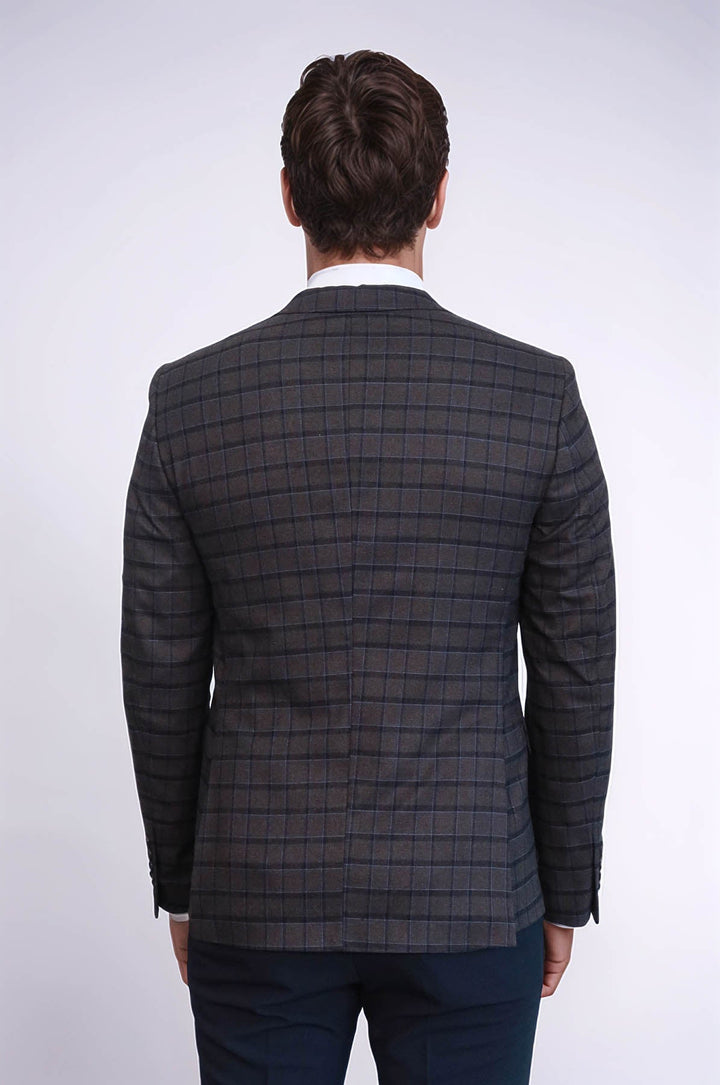 WSS Plaid Brown Jacket with Handkerchief  - Fréjus