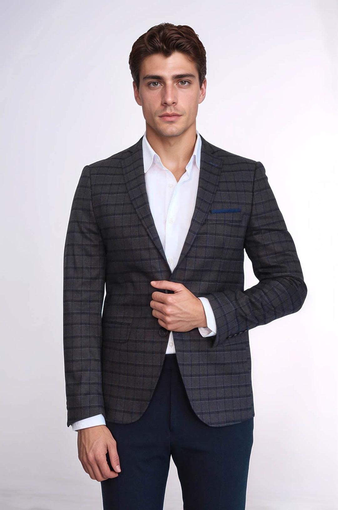 WSS Plaid Brown Jacket with Handkerchief  - Fréjus