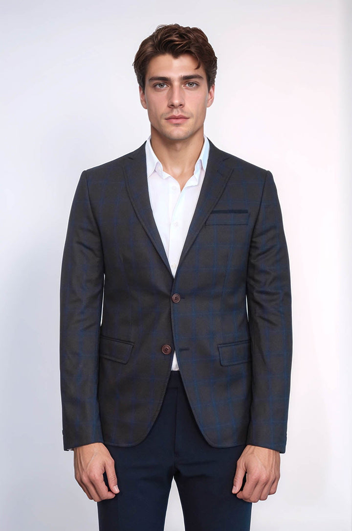 WSS Plaid Brown Jacket with Handkerchief  - Jackson