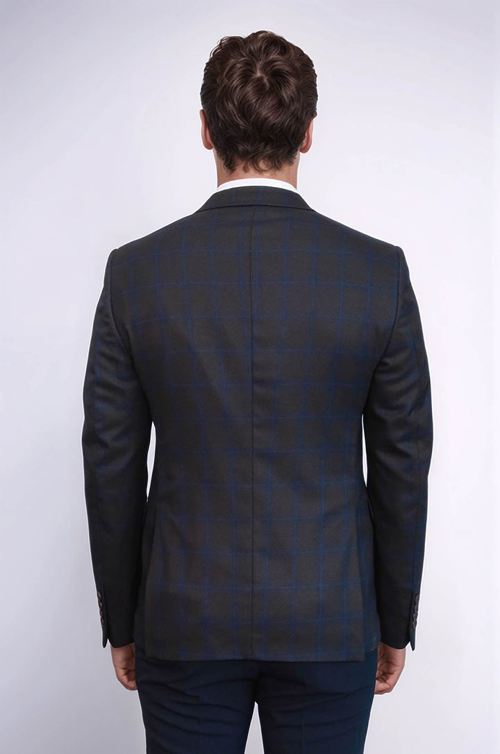 WSS Plaid Brown Jacket with Handkerchief  - Jackson