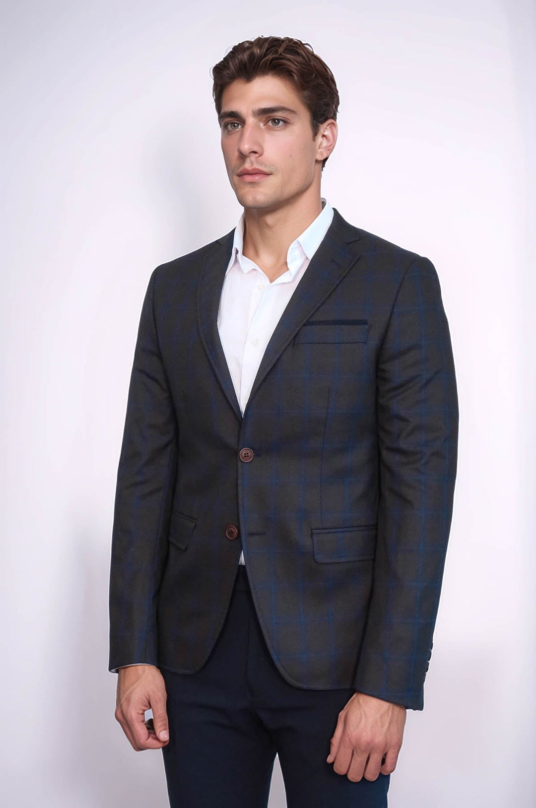 WSS Plaid Brown Jacket with Handkerchief  - Jackson