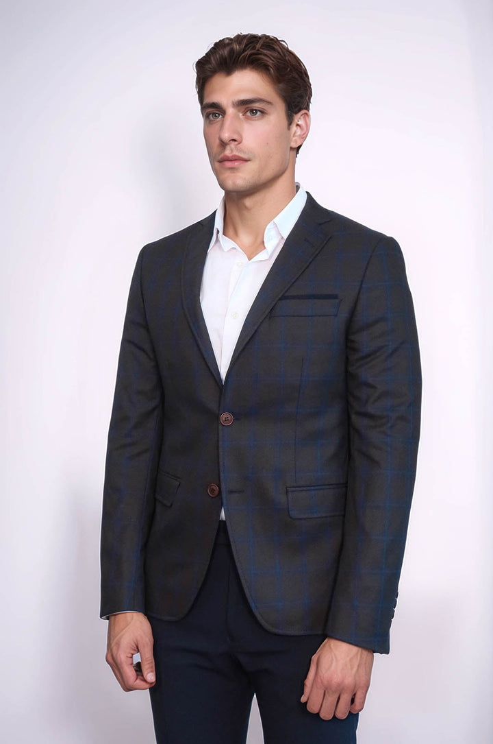 WSS Plaid Brown Jacket with Handkerchief  - Jackson