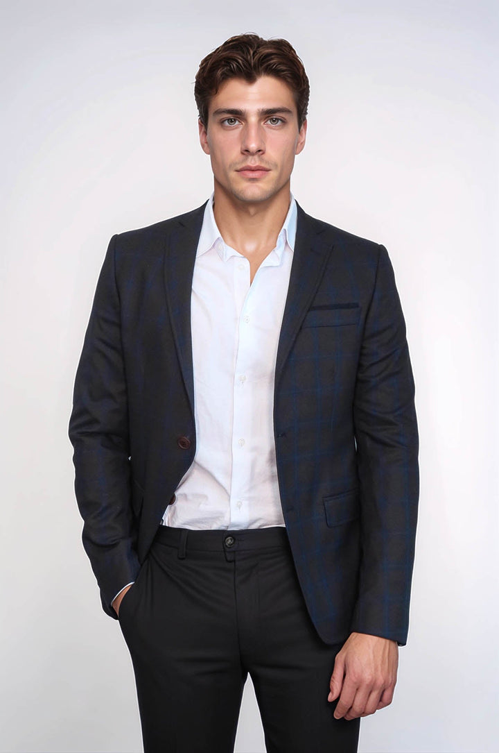WSS Plaid Brown Jacket with Handkerchief  - Jackson