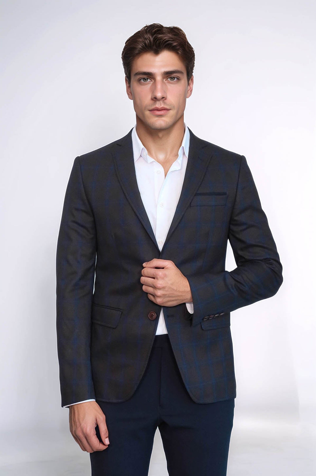 WSS Plaid Brown Jacket with Handkerchief  - Jackson