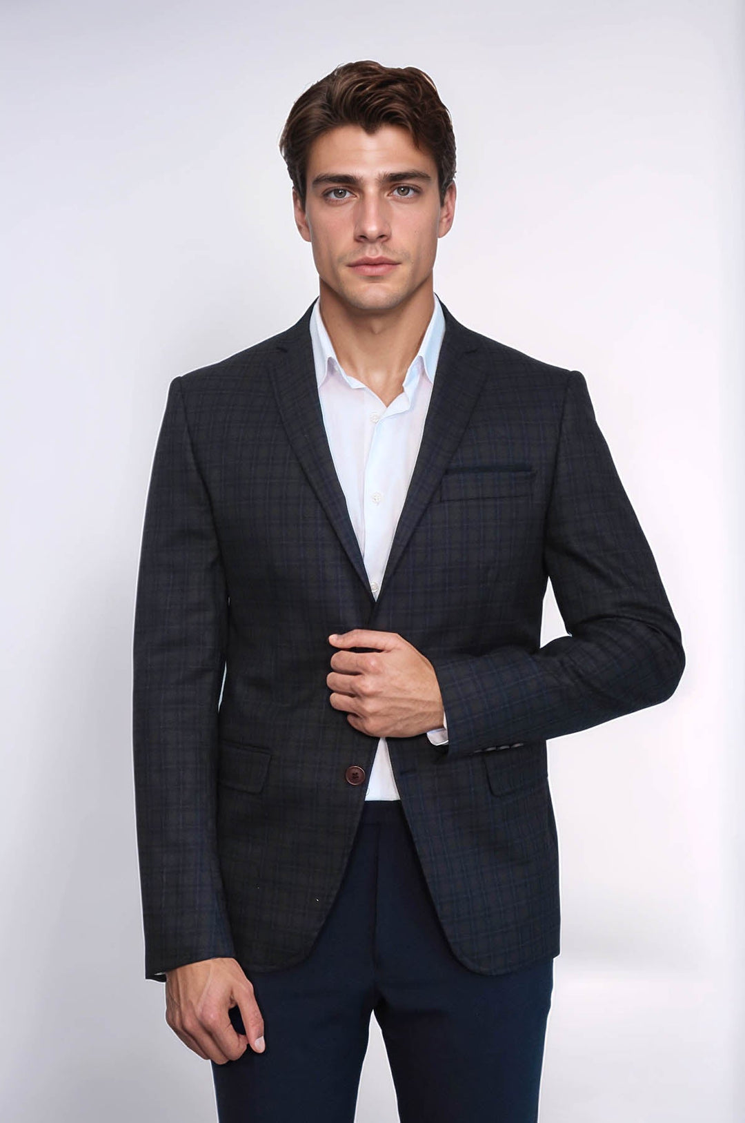 WSS Plaid Brown Jacket with Handkerchief  - Túxpam de Rodríguez Cano