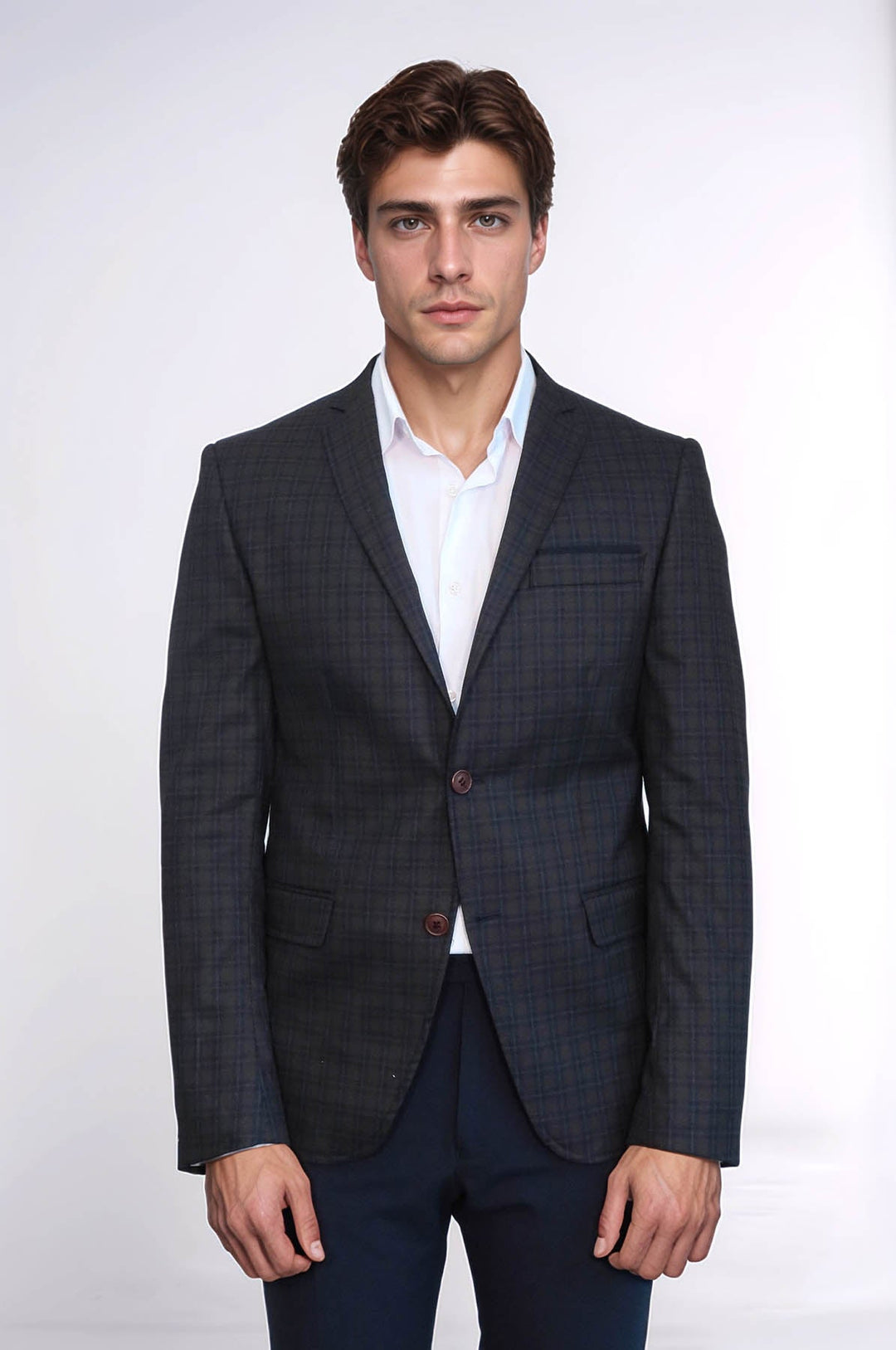 WSS Plaid Brown Jacket with Handkerchief  - Túxpam de Rodríguez Cano