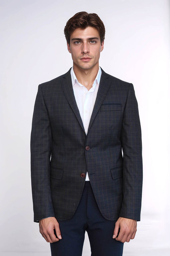 WSS Plaid Brown Jacket with Handkerchief  - Túxpam de Rodríguez Cano
