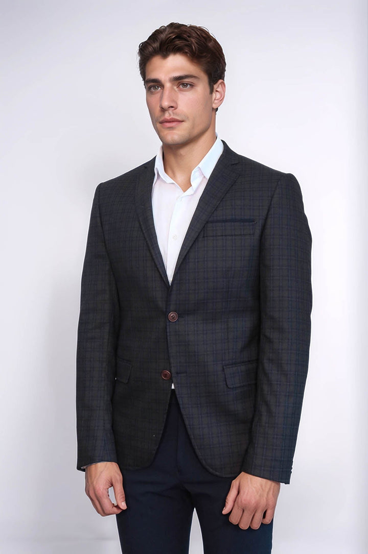 WSS Plaid Brown Jacket with Handkerchief  - Túxpam de Rodríguez Cano