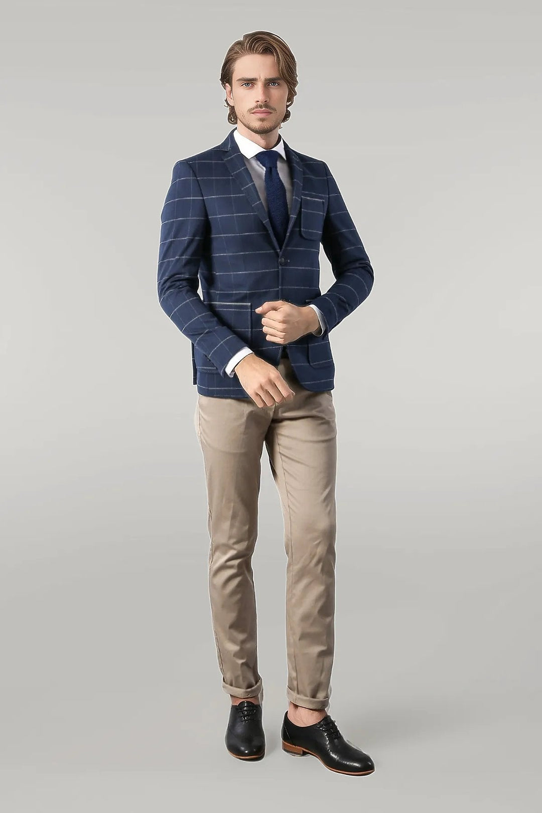 WSS Modeled Slim Fit Navy Blue Jacket  - Singen