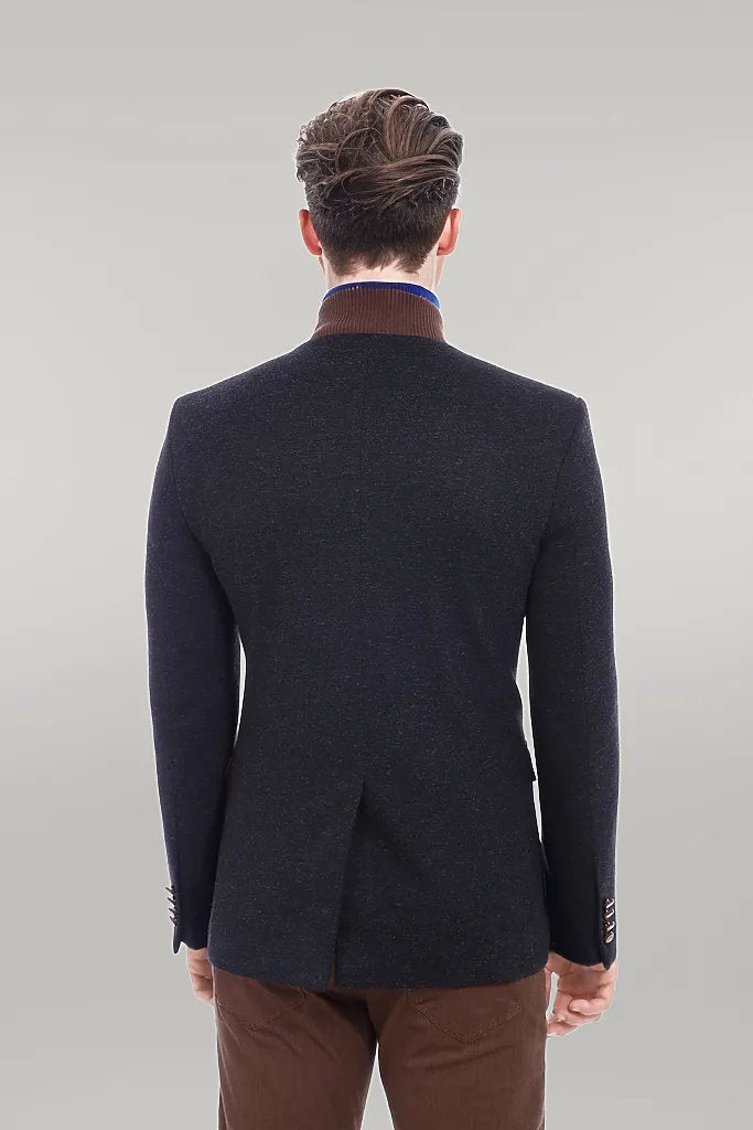 WSS 4 pocket Bag Pocket Knit Collar Black Jacket- - Singen