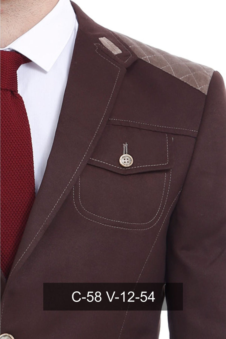 WSS 2 Button Bag Pocket Velvet Brown Jacket- - San Cugat del Vallés
