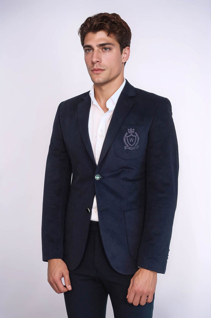 WSS Bag Pocket Rigging Velvet Navy Blue Jacket- - Sokhumi
