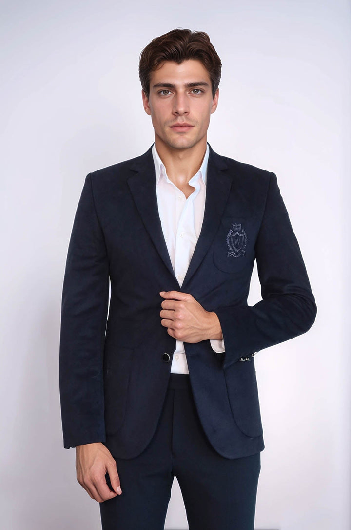 WSS Bag Pocket Rigging Velvet Navy Blue Jacket- - Sokhumi